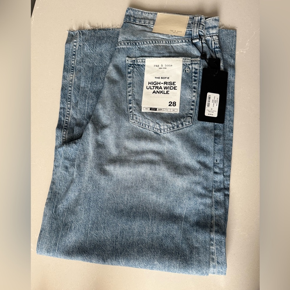 rag & bone Light Wash The Sofie High-Rise Ultra Wide Ankle Jeans NWT